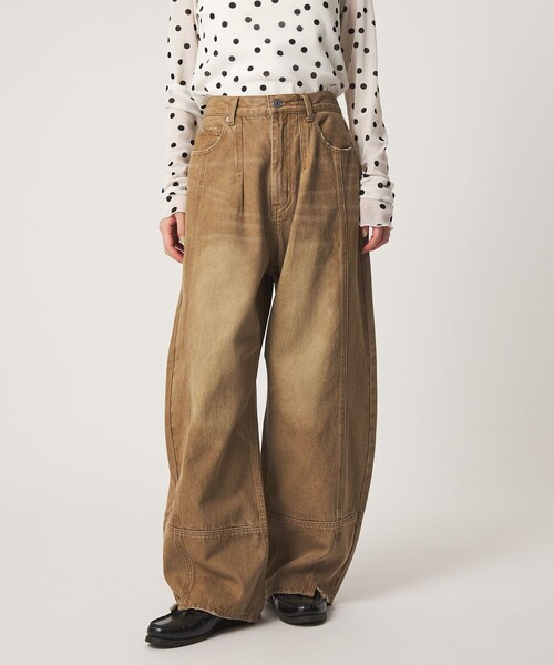CITEN（シテン）の「＜CITEN＞カラーデニムコクーンパンツ ベージュ（デニムパンツ・レディース・ベージュ・M/S）」の2枚目の写真
