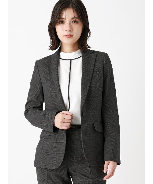 SUIT SQUARE(スーツスクエア)の「テーラードジャケット/ウォッシャブル/ストレッチ/グレンチェック/Suit Buffet(テーラードジャケット・レディース・チャコールグレー/ネイビー・36/38/40/42)」の2枚目の写真