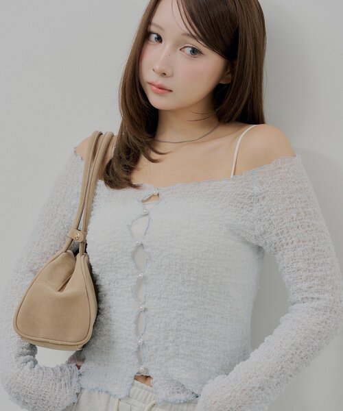 Chico(チコ)の「2wayシャーリングカーディガン(Tシャツ/カットソー・レディース・ブルー/ブラック/アイボリー・FREE)」の3枚目の写真
