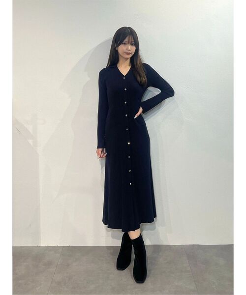 MERCURYDUO(マーキュリーデュオ)の「ワイドリブスキッパーニットワンピース(ワンピース・レディース・ブラック/ネイビー/ミント/ブルー・FREE)」の8枚目の写真