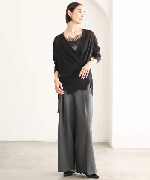 MICHEL KLEIN（ミッシェル・クラン）の「[２WAY]シアーVネックカーディガン（カーディガン/ボレロ・レディース・ライラック/ブラック/ボルドー・38）」の11枚目の写真