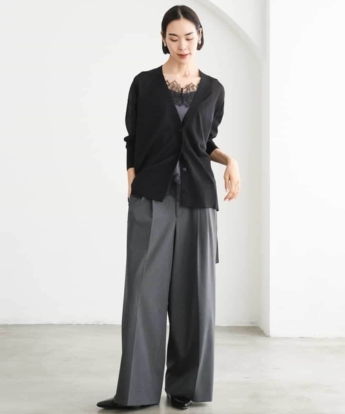 MICHEL KLEIN（ミッシェル・クラン）の「[２WAY]シアーVネックカーディガン（カーディガン/ボレロ・レディース・ライラック/ブラック/ボルドー・38）」の14枚目の写真