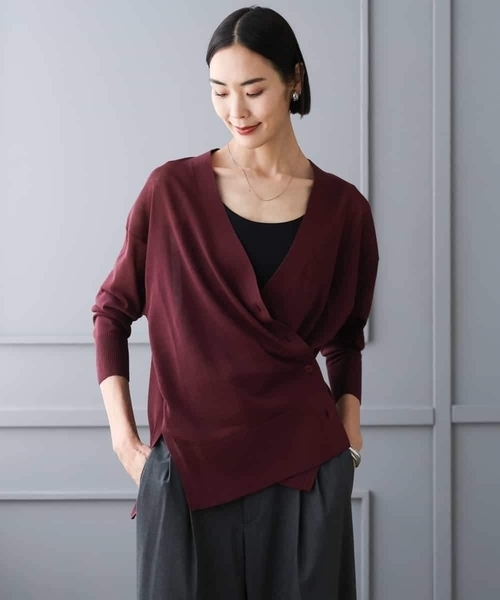 MICHEL KLEIN（ミッシェル・クラン）の「[２WAY]シアーVネックカーディガン（カーディガン/ボレロ・レディース・ライラック/ブラック/ボルドー・38）」の16枚目の写真