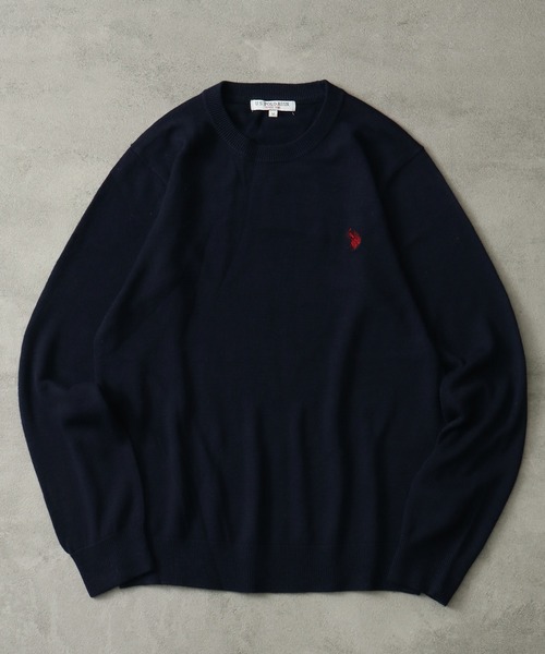 U.S. POLO ASSN.(ユーエスポロアッスン)の「【U.S. POLO ASSN./ユーエスポロアッスン】ワンポイント ダブルホースマン刺繍 ベーシッククルーネックセーター(ニット/セーター・メンズ・杢グレー/ネイビー/アイボリー/モカ/ダークオレンジ・M/L/LL)」の4枚目の写真