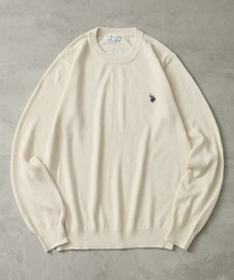 【U.S. POLO ASSN./ユーエスポロアッスン】ワンポイント ダブルホースマン刺繍 ベーシッククルーネックセーター