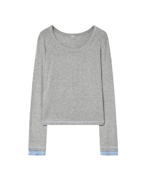 RENSE(レンセ)の「U-Neck Layered Long Sleeve Melange Gray(Tシャツ/カットソー・レディース・その他・OS)」の3枚目の写真