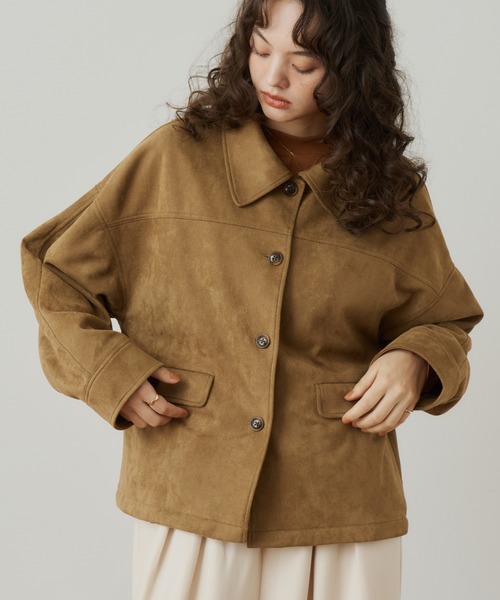 OLUN(オルン)の「suede blouson/スエードブルゾン(その他アウター・レディース・ブラウン/ベージュ・MEDIUM/SMALL)」の2枚目の写真