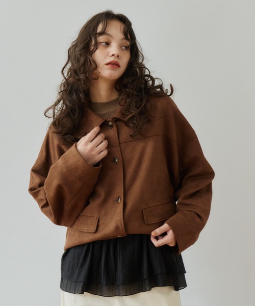 OLUN(オルン)の「suede blouson/スエードブルゾン(その他アウター・レディース・ブラウン/ベージュ・MEDIUM/SMALL)」の16枚目の写真
