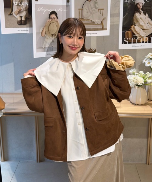 OLUN(オルン)の「suede blouson/スエードブルゾン(その他アウター・レディース・ブラウン/ベージュ・MEDIUM/SMALL)」の21枚目の写真