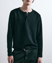 LEARVE（ルアブ）の「ニムロード スエード ニキビパッチ ヘンリーネック(2col)（Tシャツ/カットソー）」