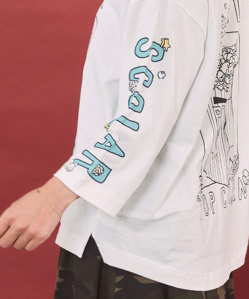 ScoLar(スカラー)の「ScoLar(スカラー) ポップコーン柄 ロングスリーブTシャツ(Tシャツ/カットソー・レディース・オフホワイト/ブラック・MEDIUM)」の8枚目の写真