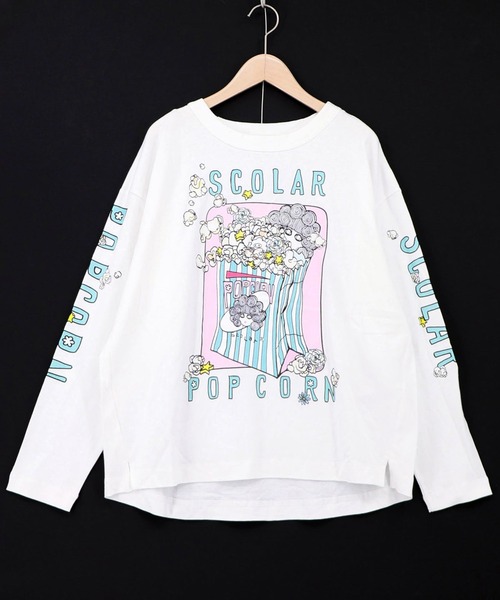 ScoLar(スカラー)の「ScoLar(スカラー) ポップコーン柄 ロングスリーブTシャツ(Tシャツ/カットソー・レディース・オフホワイト/ブラック・MEDIUM)」の10枚目の写真