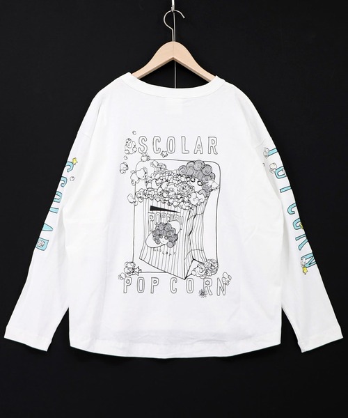 ScoLar(スカラー)の「ScoLar(スカラー) ポップコーン柄 ロングスリーブTシャツ(Tシャツ/カットソー・レディース・オフホワイト/ブラック・MEDIUM)」の11枚目の写真