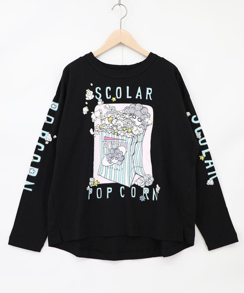 ScoLar(スカラー)の「ScoLar(スカラー) ポップコーン柄 ロングスリーブTシャツ(Tシャツ/カットソー・レディース・オフホワイト/ブラック・MEDIUM)」の13枚目の写真