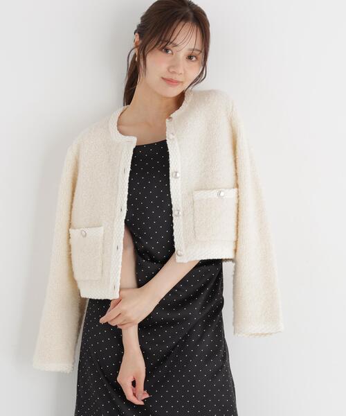 PROPORTION BODY DRESSING（プロポーションボディドレッシング）の「＜ａ＞ブークレニットジャケット / 1216274005（カーディガン/ボレロ・レディース・ダークグレー/ブラック/オフホワイト・FREE）」の2枚目の写真