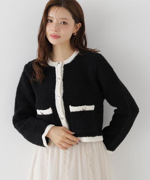 PROPORTION BODY DRESSING（プロポーションボディドレッシング）の「＜ａ＞ブークレニットジャケット / 1216274005（カーディガン/ボレロ・レディース・ダークグレー/ブラック/オフホワイト・FREE）」の4枚目の写真
