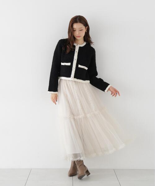 PROPORTION BODY DRESSING（プロポーションボディドレッシング）の「＜ａ＞ブークレニットジャケット / 1216274005（カーディガン/ボレロ・レディース・ダークグレー/ブラック/オフホワイト・FREE）」の8枚目の写真