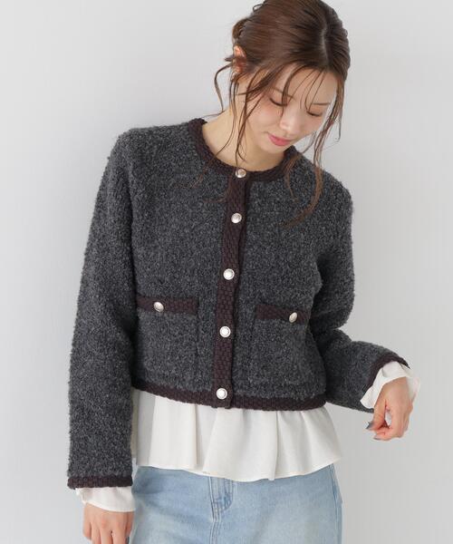 PROPORTION BODY DRESSING（プロポーションボディドレッシング）の「＜ａ＞ブークレニットジャケット / 1216274005（カーディガン/ボレロ・レディース・ダークグレー/ブラック/オフホワイト・FREE）」の14枚目の写真
