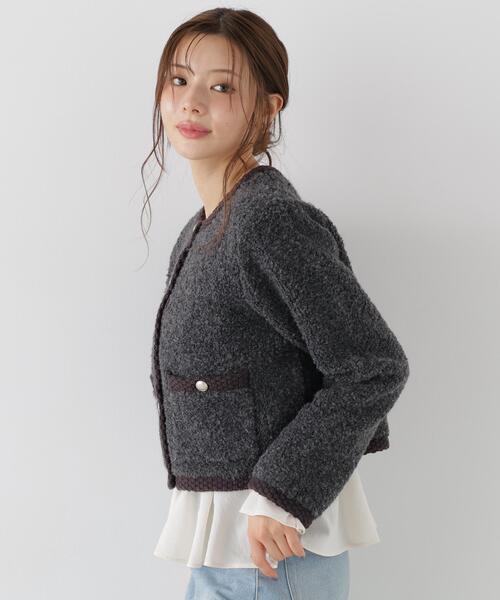 PROPORTION BODY DRESSING（プロポーションボディドレッシング）の「＜ａ＞ブークレニットジャケット / 1216274005（カーディガン/ボレロ・レディース・ダークグレー/ブラック/オフホワイト・FREE）」の15枚目の写真