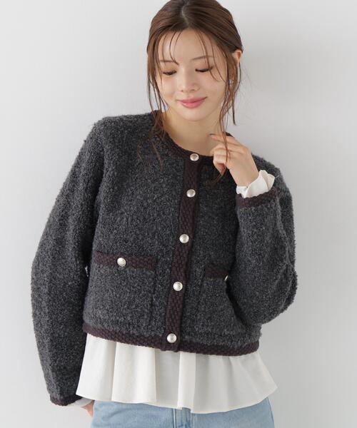PROPORTION BODY DRESSING（プロポーションボディドレッシング）の「＜ａ＞ブークレニットジャケット / 1216274005（カーディガン/ボレロ・レディース・ダークグレー/ブラック/オフホワイト・FREE）」の16枚目の写真