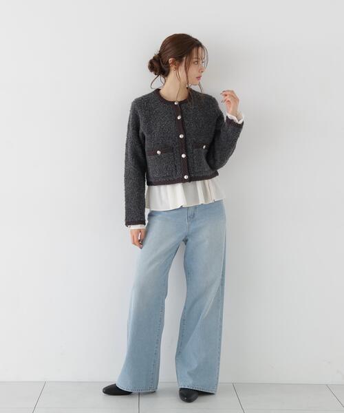 PROPORTION BODY DRESSING（プロポーションボディドレッシング）の「＜ａ＞ブークレニットジャケット / 1216274005（カーディガン/ボレロ・レディース・ダークグレー/ブラック/オフホワイト・FREE）」の17枚目の写真