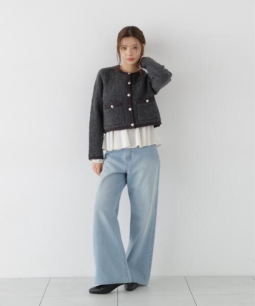 PROPORTION BODY DRESSING（プロポーションボディドレッシング）の「＜ａ＞ブークレニットジャケット / 1216274005（カーディガン/ボレロ・レディース・ダークグレー/ブラック/オフホワイト・FREE）」の18枚目の写真