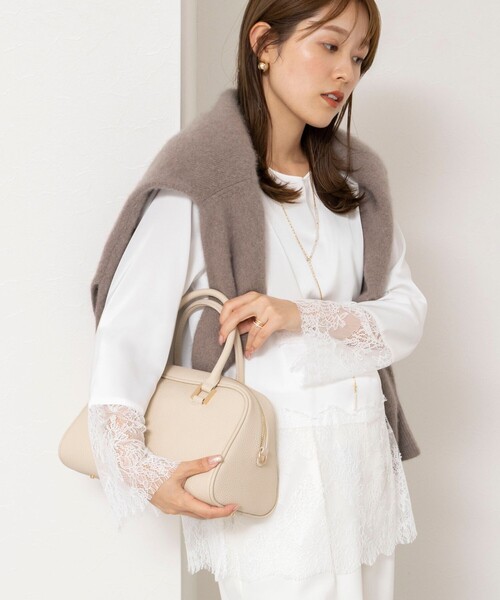 NOLLEY’S(ノーリーズ)の「ウォッシャブルレース切替サテン2WAYブラウス(シャツ/ブラウス・レディース・ホワイト・38)」の2枚目の写真