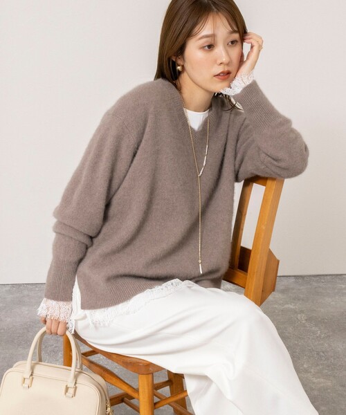 NOLLEY’S(ノーリーズ)の「ウォッシャブルレース切替サテン2WAYブラウス(シャツ/ブラウス・レディース・ホワイト・38)」の6枚目の写真