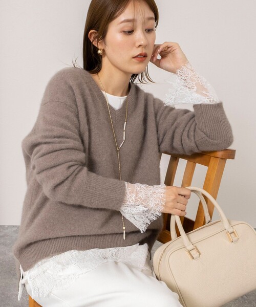 NOLLEY’S(ノーリーズ)の「ウォッシャブルレース切替サテン2WAYブラウス(シャツ/ブラウス・レディース・ホワイト・38)」の7枚目の写真