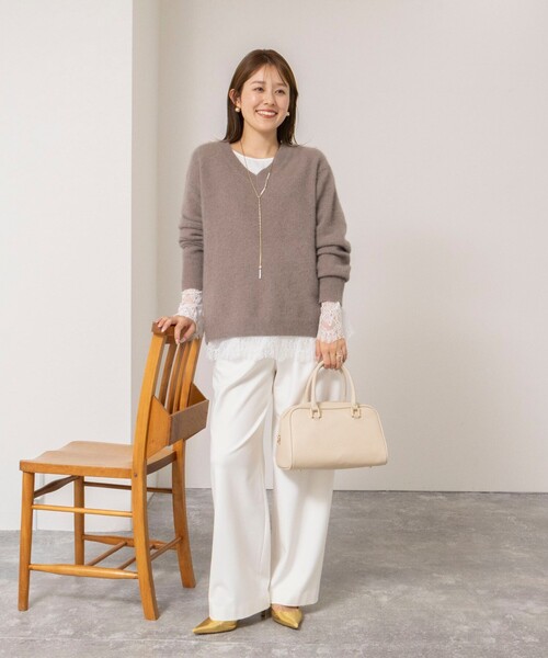 NOLLEY’S(ノーリーズ)の「ウォッシャブルレース切替サテン2WAYブラウス(シャツ/ブラウス・レディース・ホワイト・38)」の8枚目の写真