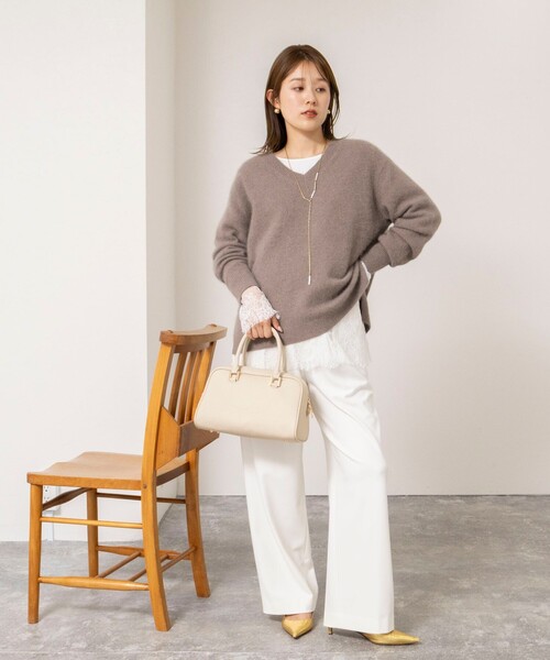 NOLLEY’S(ノーリーズ)の「ウォッシャブルレース切替サテン2WAYブラウス(シャツ/ブラウス・レディース・ホワイト・38)」の10枚目の写真
