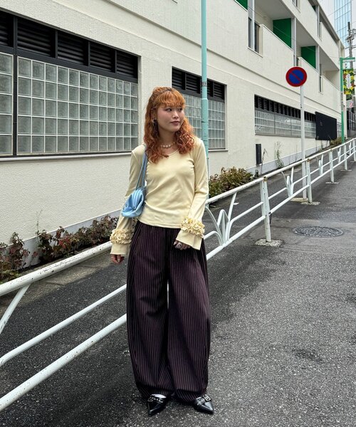 CIAOPANIC(チャオパニック)の「フリルスリーブテレコフードトップス(Tシャツ/カットソー・レディース・ピンク/アイボリー/ブラウン/グレー・ONE SIZE)」の9枚目の写真