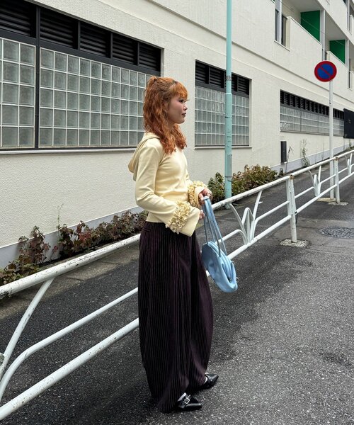 CIAOPANIC(チャオパニック)の「フリルスリーブテレコフードトップス(Tシャツ/カットソー・レディース・ピンク/アイボリー/ブラウン/グレー・ONE SIZE)」の10枚目の写真