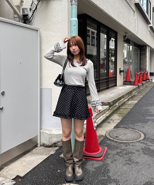CIAOPANIC(チャオパニック)の「フリルスリーブテレコフードトップス(Tシャツ/カットソー・レディース・ピンク/アイボリー/ブラウン/グレー・ONE SIZE)」の17枚目の写真