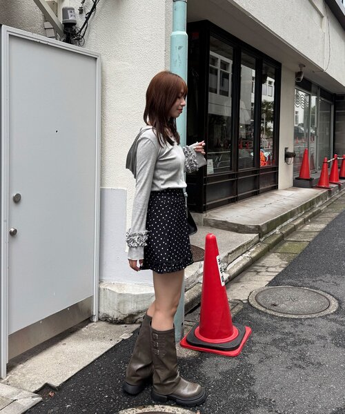 CIAOPANIC(チャオパニック)の「フリルスリーブテレコフードトップス(Tシャツ/カットソー・レディース・ピンク/アイボリー/ブラウン/グレー・ONE SIZE)」の18枚目の写真