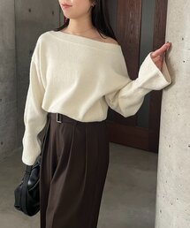 【もちふわシリーズ】もちふわWOOLボートネックニット