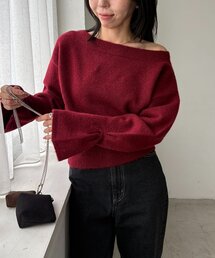 【もちふわシリーズ】もちふわWOOLボートネックニット