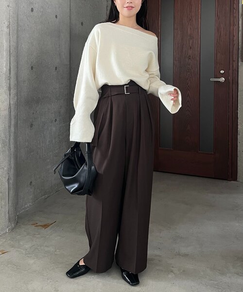 CAPRICIEUX LE'MAGE(カプリシューレマージュ)の「【もちふわシリーズ】もちふわWOOLボートネックニット(ニット/セーター・レディース・ボルドー/アイボリー/ベージュ/ブラウン・FREE)」の6枚目の写真