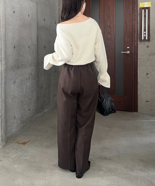 CAPRICIEUX LE'MAGE(カプリシューレマージュ)の「【もちふわシリーズ】もちふわWOOLボートネックニット(ニット/セーター・レディース・ボルドー/アイボリー/ベージュ/ブラウン・FREE)」の7枚目の写真