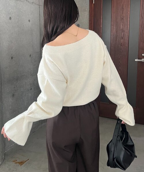 CAPRICIEUX LE'MAGE(カプリシューレマージュ)の「【もちふわシリーズ】もちふわWOOLボートネックニット(ニット/セーター・レディース・ボルドー/アイボリー/ベージュ/ブラウン・FREE)」の9枚目の写真
