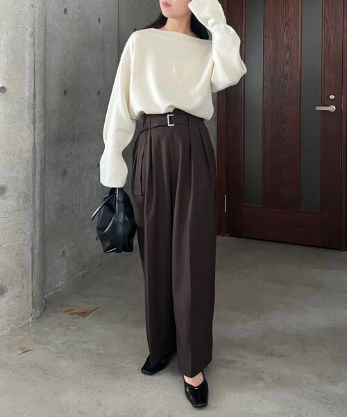 CAPRICIEUX LE'MAGE(カプリシューレマージュ)の「【もちふわシリーズ】もちふわWOOLボートネックニット(ニット/セーター・レディース・ボルドー/アイボリー/ベージュ/ブラウン・FREE)」の10枚目の写真