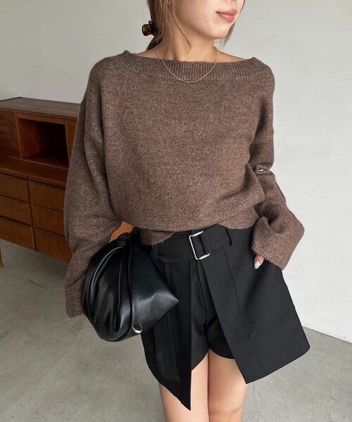 CAPRICIEUX LE'MAGE(カプリシューレマージュ)の「【もちふわシリーズ】もちふわWOOLボートネックニット(ニット/セーター・レディース・ボルドー/アイボリー/ベージュ/ブラウン・FREE)」の16枚目の写真