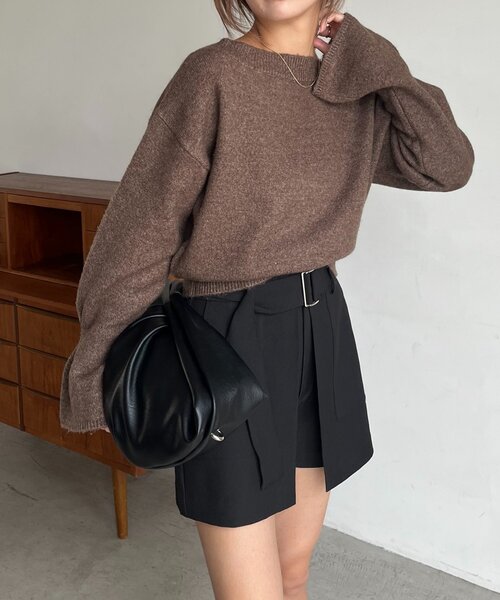 CAPRICIEUX LE'MAGE(カプリシューレマージュ)の「【もちふわシリーズ】もちふわWOOLボートネックニット(ニット/セーター・レディース・ボルドー/アイボリー/ベージュ/ブラウン・FREE)」の19枚目の写真