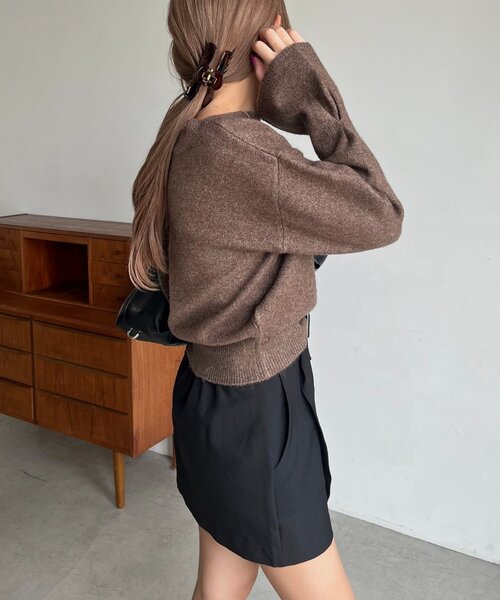CAPRICIEUX LE'MAGE(カプリシューレマージュ)の「【もちふわシリーズ】もちふわWOOLボートネックニット(ニット/セーター・レディース・ボルドー/アイボリー/ベージュ/ブラウン・FREE)」の20枚目の写真