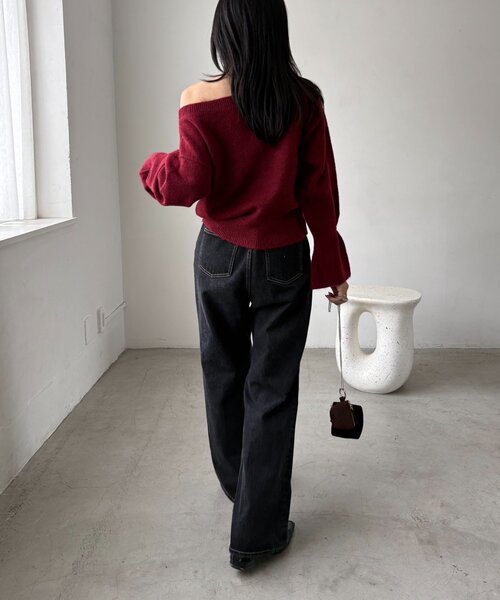 CAPRICIEUX LE'MAGE(カプリシューレマージュ)の「【もちふわシリーズ】もちふわWOOLボートネックニット(ニット/セーター・レディース・ボルドー/アイボリー/ベージュ/ブラウン・FREE)」の13枚目の写真