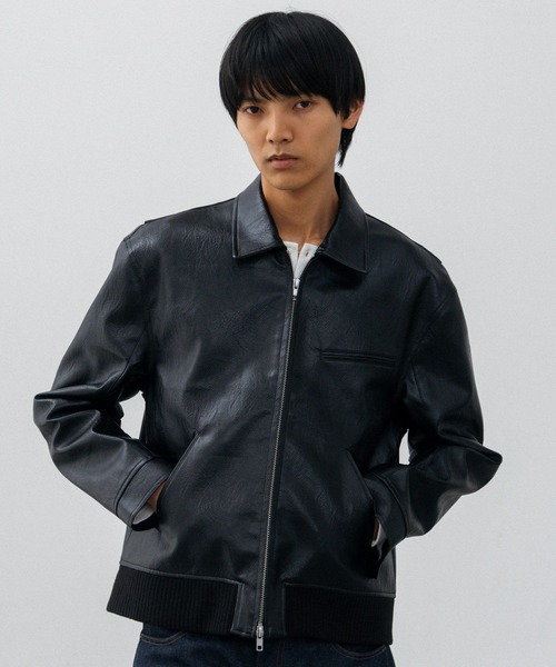 LURAKU（ルラク）の「【LURAKU】Synthetic Leather Zip Blouson/ シンセティックレザージップブルゾン（ブルゾン・メンズ・ブラック/ブラウン・SMALL/MEDIUM/LARGE）」の17枚目の写真
