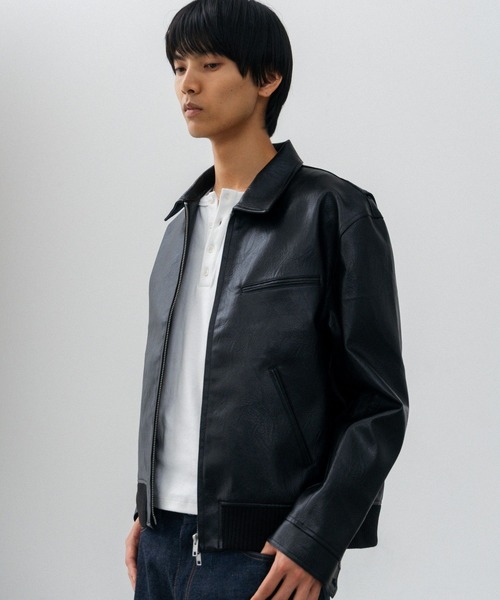 LURAKU（ルラク）の「【LURAKU】Synthetic Leather Zip Blouson/ シンセティックレザージップブルゾン（ブルゾン・メンズ・ブラック/ブラウン・SMALL/MEDIUM/LARGE）」の18枚目の写真