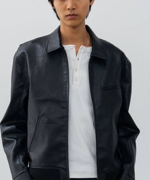 LURAKU（ルラク）の「【LURAKU】Synthetic Leather Zip Blouson/ シンセティックレザージップブルゾン（ブルゾン・メンズ・ブラック/ブラウン・SMALL/MEDIUM/LARGE）」の19枚目の写真