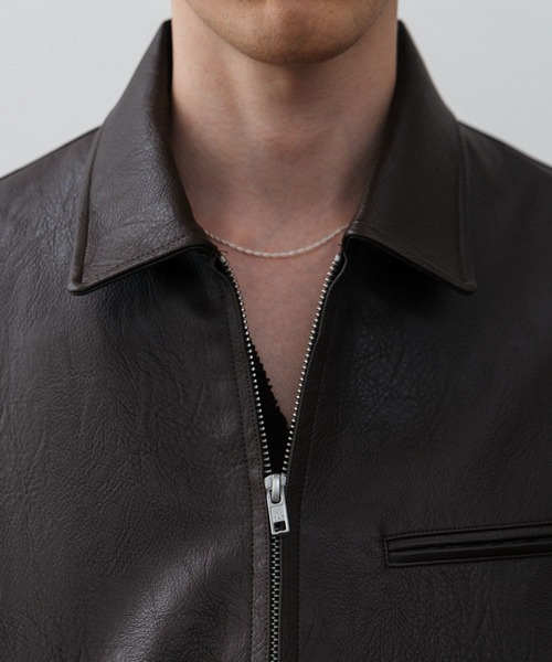 LURAKU（ルラク）の「【LURAKU】Synthetic Leather Zip Blouson/ シンセティックレザージップブルゾン（ブルゾン・メンズ・ブラック/ブラウン・SMALL/MEDIUM/LARGE）」の15枚目の写真