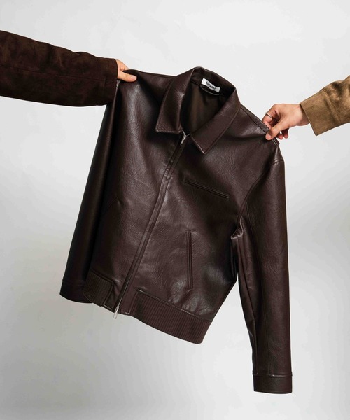 LURAKU（ルラク）の「【LURAKU】Synthetic Leather Zip Blouson/ シンセティックレザージップブルゾン（ブルゾン・メンズ・ブラック/ブラウン・SMALL/MEDIUM/LARGE）」の16枚目の写真
